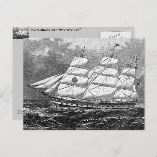 Altes Segelschiff Postkarte (Vorne/Hinten)