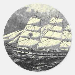 Altes Segelschiff Runder Aufkleber