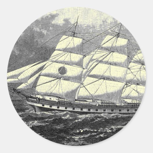 Altes Segelschiff Runder Aufkleber (Vorderseite)
