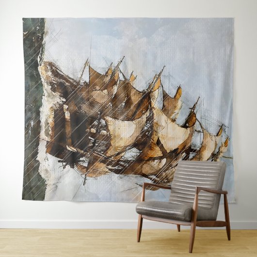 Altes Segelschiff Wandteppich (Beispiel (Horizontal))