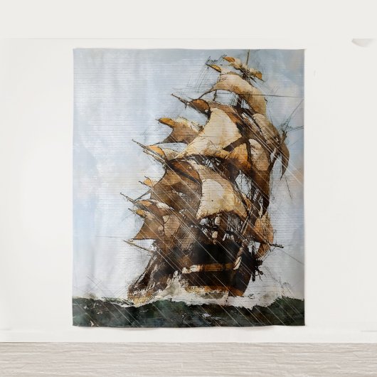 Altes Segelschiff Wandteppich (Vorderseite)