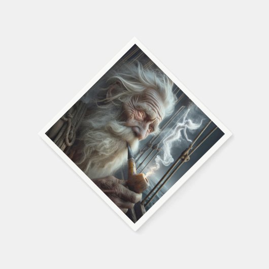 Altes Segler Rauchen ein Stück Serviette (Ecke)