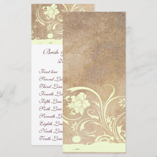 Altes Shabby Chic Hochzeitsprogramm Programm (Vorne/Hinten)
