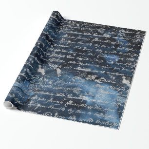 Altes Silber Script Navy Blau Geschenkpapier