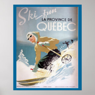 Altes Skiplakat, Quebec für Wintersport Poster