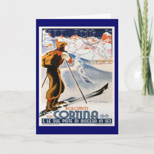 Altes Skiposter, Italien, Dolomiten Cortina Feiertagskarte