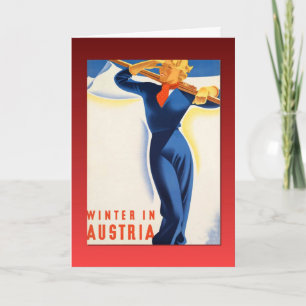 Altes Skiposter, Winter in Österreich Feiertagskarte