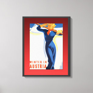 Altes Skiposter, Winter in Österreich Leinwanddruck