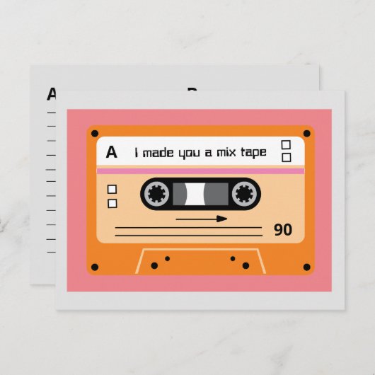 Altes Skool Orange Cassette Mix Tape Postkarte (Vorne/Hinten)