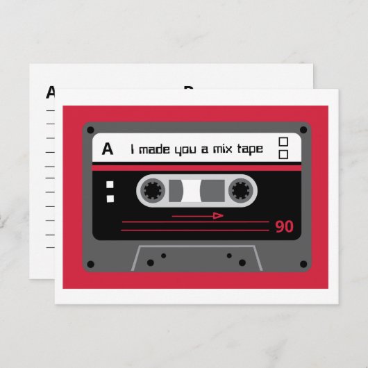 Altes Skool-Rot- und Black Cassette-Mix-Band Postkarte (Vorne/Hinten)