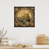 Altes Spanisches Segelschiff 2 Poster (Küche)
