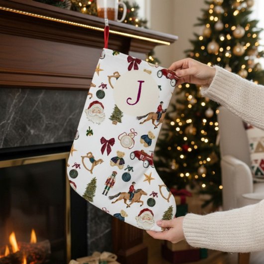 Altes Spielzeugmuster Rotes LKW-Weihnachtsstrumpf Kleiner Weihnachtsstrumpf