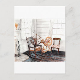 Altes Spinnrad Postkarte