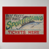 Altes Sportfisch-Zeichen. Poster (Vorne)