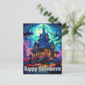 Altes Spuk Haus | Frohe Halloween Postkarte (Stehend Vorderseite)