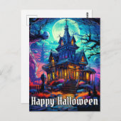 Altes Spuk Haus | Frohe Halloween Postkarte (Vorne/Hinten)