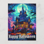 Altes Spuk Haus | Frohe Halloween Postkarte (Vorderseite)