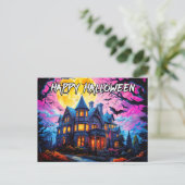 Altes Spuk Haus | Frohe Halloween Postkarte (Stehend Vorderseite)