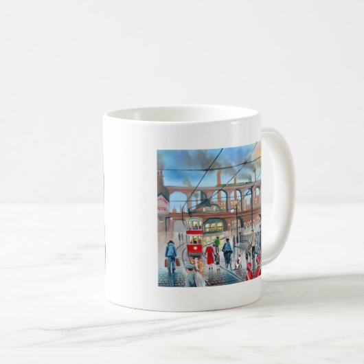 Altes Stockportviaduct-Zug-Ölgemälde Kaffeetasse (VorderseiteRechts)