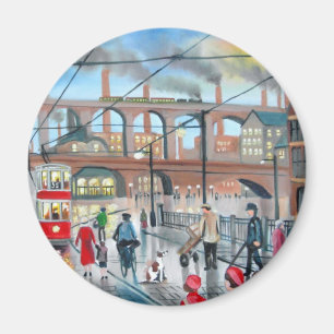 Altes Stockportviaduct-Zug-Ölgemälde Magnet