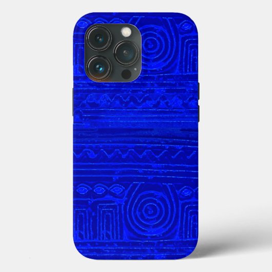 Altes sumerisches Mesopotamian Muster Blau Case-Mate iPhone Hülle (Rückseite)