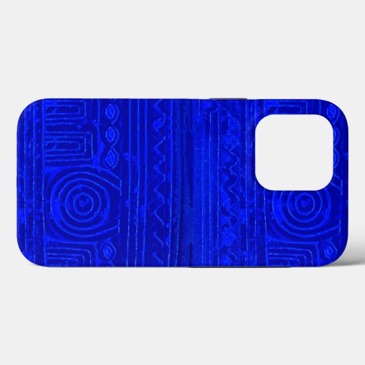 Altes sumerisches Mesopotamian Muster Blau Case-Mate iPhone Hülle (Rückseite (Horizontal))