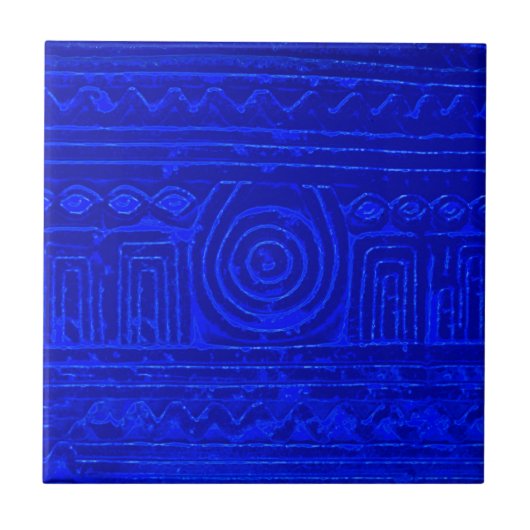 Altes sumerisches Mesopotamian Muster Blau Fliese (Vorderseite)