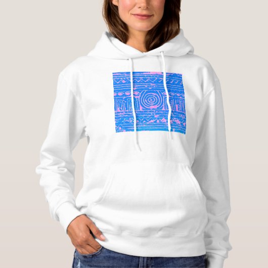 Altes sumerisches Mesopotamian Muster Blau Hoodie (Vorderseite)