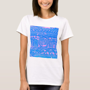 Altes sumerisches Mesopotamian Muster Blau T-Shirt