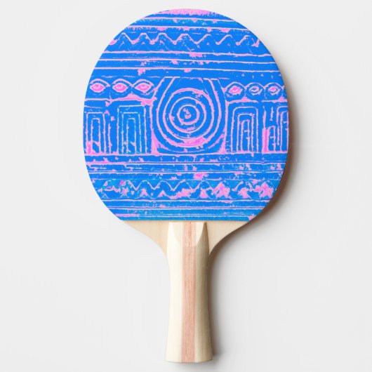 Altes sumerisches Mesopotamian Muster Blau Tischtennis Schläger (Vorderseite)