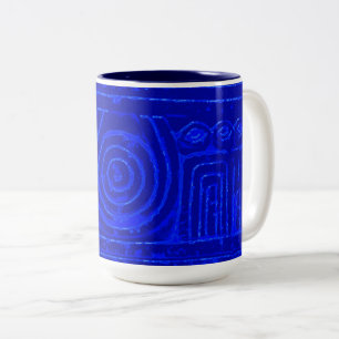 Altes sumerisches Mesopotamian Muster Blau Zweifarbige Tasse
