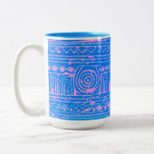 Altes sumerisches Mesopotamian Muster Blau Zweifarbige Tasse (Links)