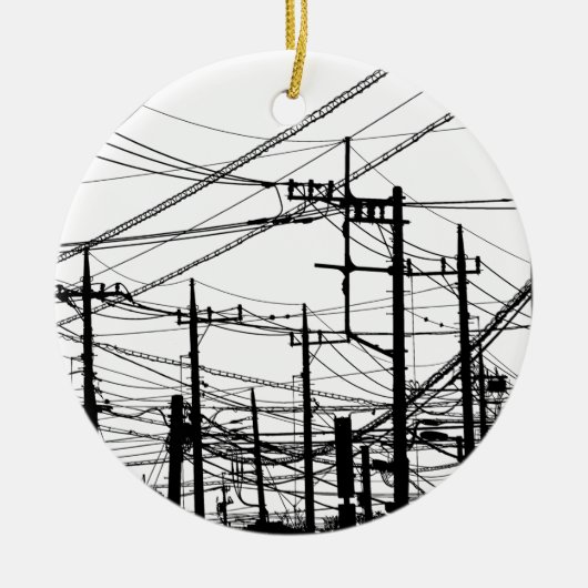 Altes Telefon und Power Keramik Ornament (Vorne)