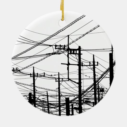 Altes Telefon und Power Keramik Ornament (Hinten)