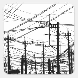 Altes Telefon und Power Quadratischer Aufkleber
