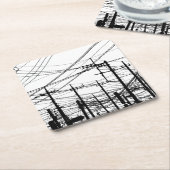 Altes Telefon und Power Rechteckiger Pappuntersetzer (angewinkelt)