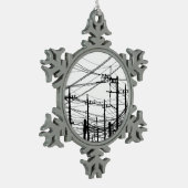 Altes Telefon und Power Schneeflocken Zinn-Ornament (Links)