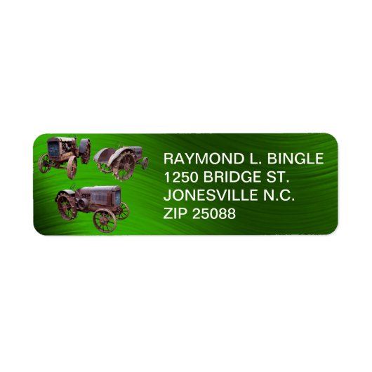 ALTES TRAKTOR- RÜCKKEHR-ADRESSE-ETIKETT (Vorne)