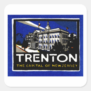 Altes Trenton NJ Plakat Quadratischer Aufkleber
