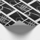 Altes Trompet Schwarz-Weiß-Muster für Musiker Geschenkpapier (Ecke)