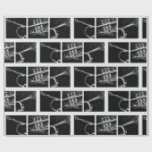 Altes Trompet Schwarz-Weiß-Muster für Musiker Geschenkpapier (Flach)