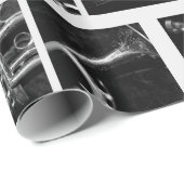 Altes Trompet Schwarz-Weiß-Muster für Musiker Geschenkpapier (Rolleneckpunkt)