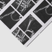 Altes Trompet Schwarz-Weiß-Muster für Musiker Seidenpapier (Detail)