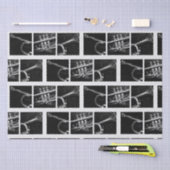 Altes Trompet Schwarz-Weiß-Muster für Musiker Seidenpapier (Handwerk)