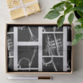 Altes Trompet Schwarz-Weiß-Muster für Musiker Seidenpapier (Geschenk)