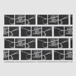 Altes Trompet Schwarz-Weiß-Muster für Musiker Seidenpapier