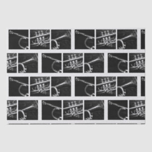 Altes Trompet Schwarz-Weiß-Muster für Musiker Seidenpapier