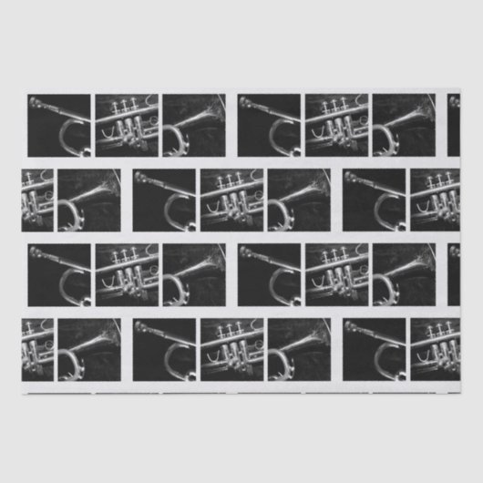 Altes Trompet Schwarz-Weiß-Muster für Musiker Seidenpapier (Vorderseite)