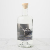 Altes U-Boot im Schnee Alkoholflaschenetikett (Vorderseite)