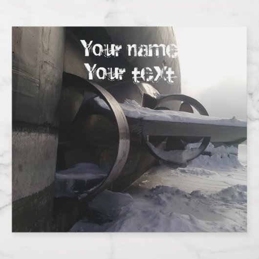 Altes U-Boot im Schnee Bierflaschenetikett (Einzelnes Label)